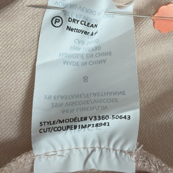 Vince Linen Blend Drop Waist Pleated Skirt Dress in Peach - Size 8 - Picture 7 of 7